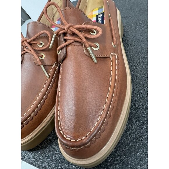 Sperry Women's 12 Bayside Boat Shoe Sahara Brown Leather Chunky (STS89211) - Picture 6 of 16